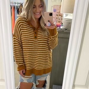 Striped Button Pullover